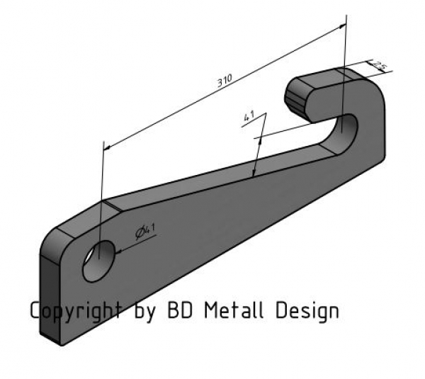 Koppelhaken Toyo 310x40x40mm  t=25mm